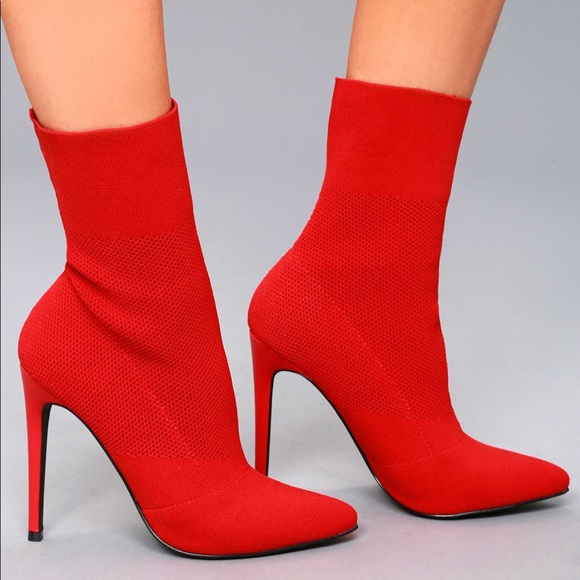 Brash Red Sock Heels - Picture 6 of 6
